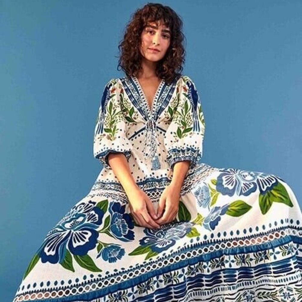 FARM Rio Off White Macaw Dress